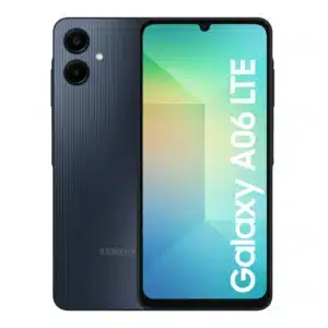 Diseño del Samsung A06 negro con doble cámara trasera