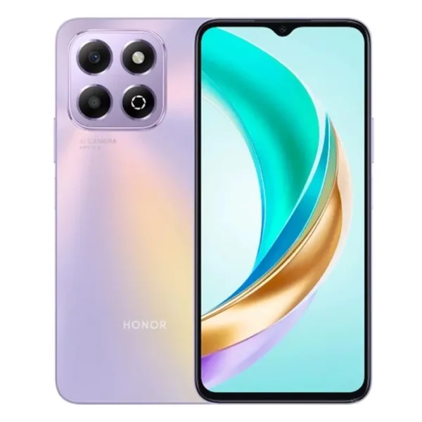 Vista frontal y trasera del Honor X6B en color Morado Estrellado