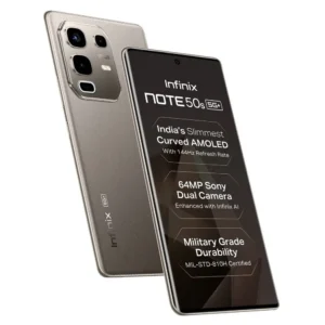 infinix Note 50S en color Gris Titanio con cuerpo delgado y acabado premium