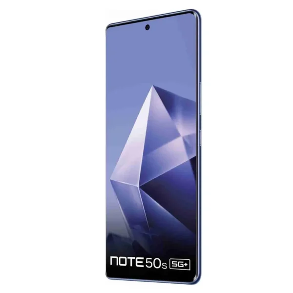 Vista frontal lateral del en color Azul Marino mostrando su diseño delgado y pantalla AMOLED