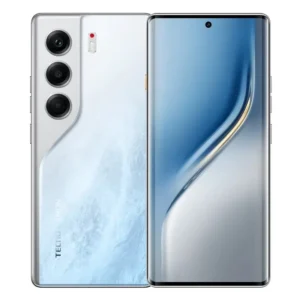 tecno Camon 40 Pro Blanco Glacial – Vista frontal del smartphone con pantalla AMOLED encendida