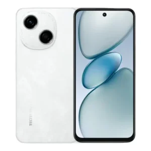 TECNO Spark Go 1 color Blanco Brillante vista frontal y trasera