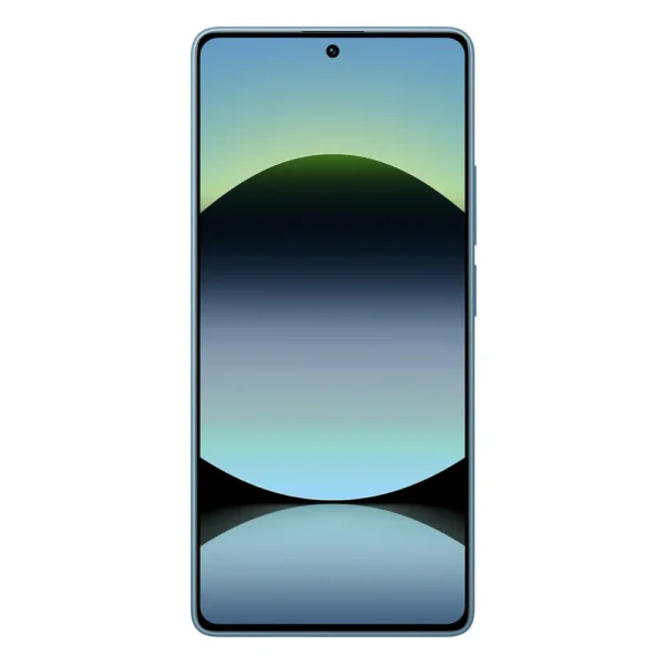 Pantalla frontal del Xiaomi Redmi Note 14S en Azul Océano, con diseño sin bordes y cámara centrada