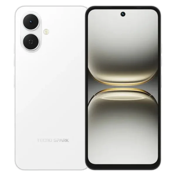 Tecno Spark Go 2 en color Blanco velo – vista frontal y trasera