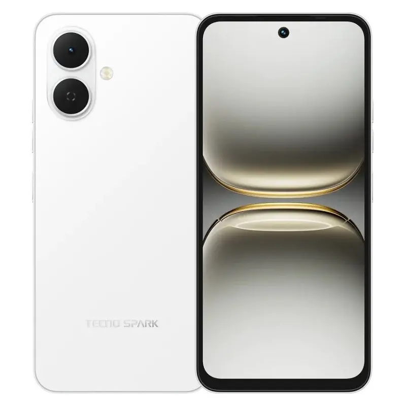 Tecno Spark Go 2 en color Blanco velo – vista frontal y trasera