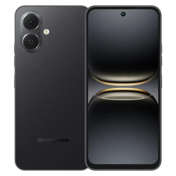 Tecno Spark Go 2 en color Negro tinta – vista frontal y trasera