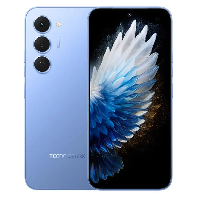 Tecno Spark 40 Pro color Azul Lago vista frontal y trasera